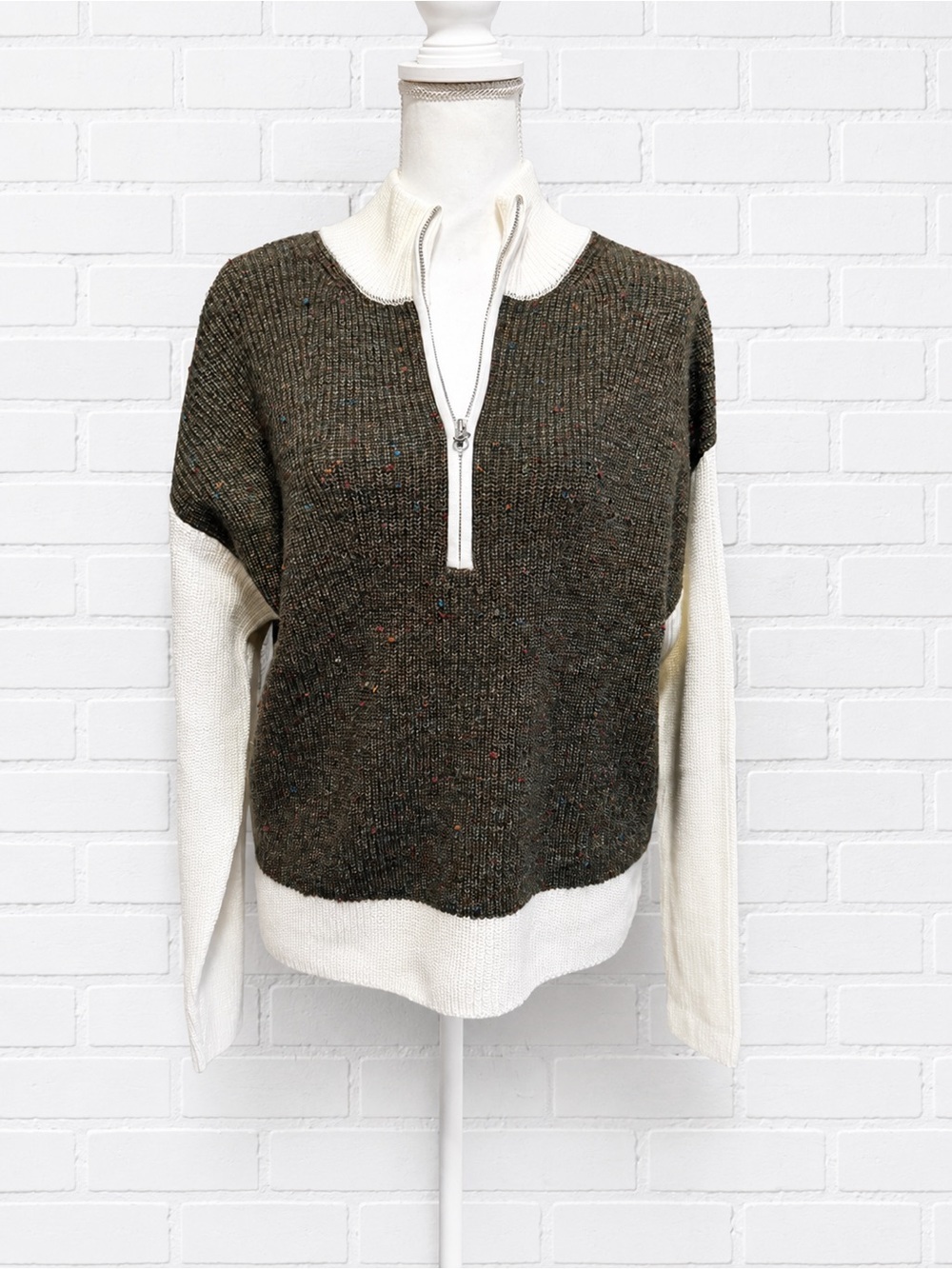 Revolve Stitches + Stripes oversized knit pullover half zip Sweater Small NWT